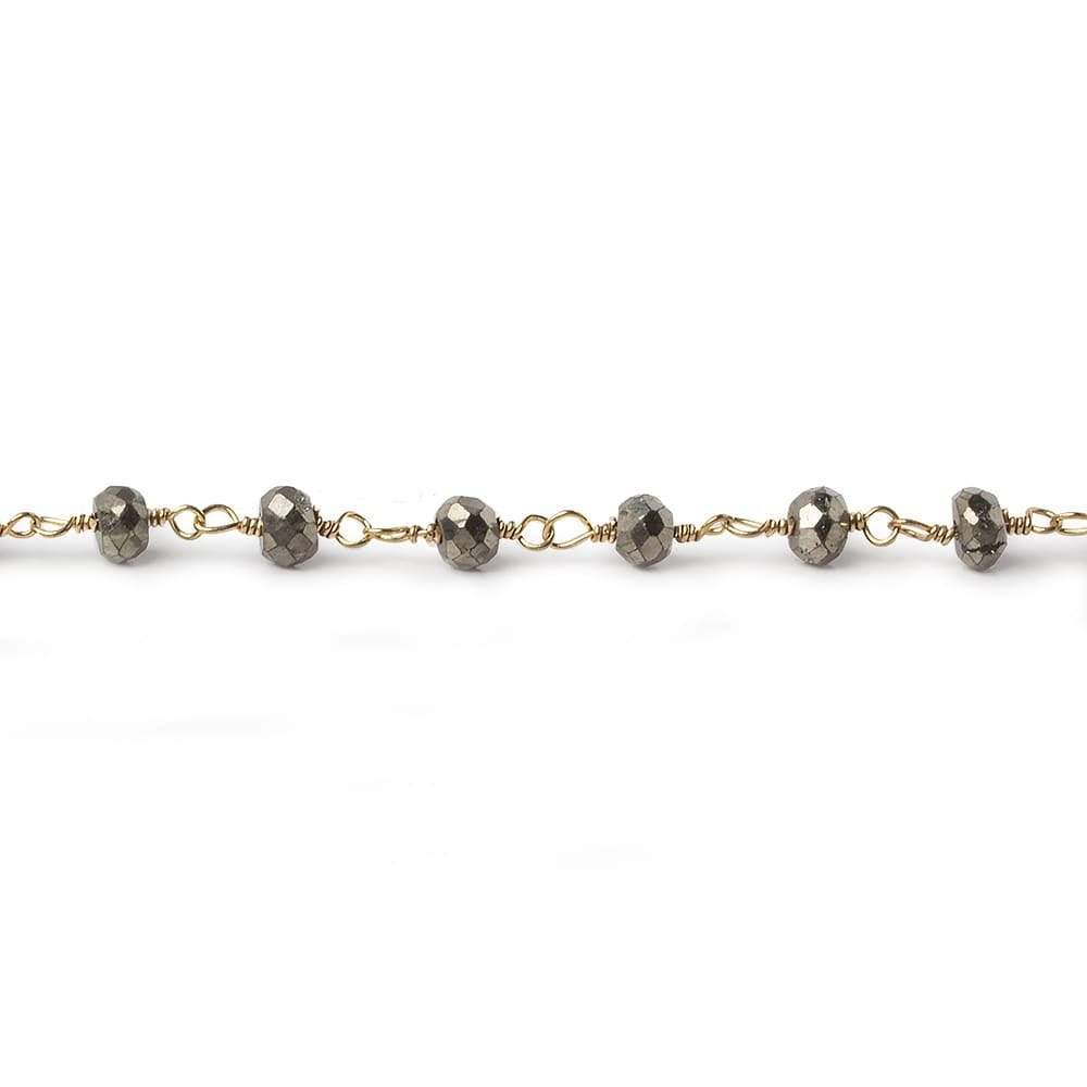 4mm Gold plated Pyrite & Pyrite Gold Chain by the foot 35 pieces