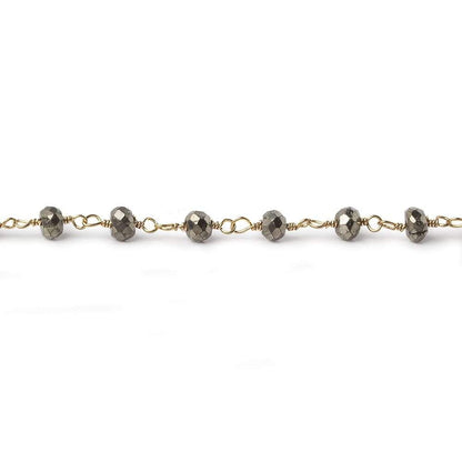 4mm Gold plated Pyrite & Pyrite Gold Chain by the foot 35 pieces