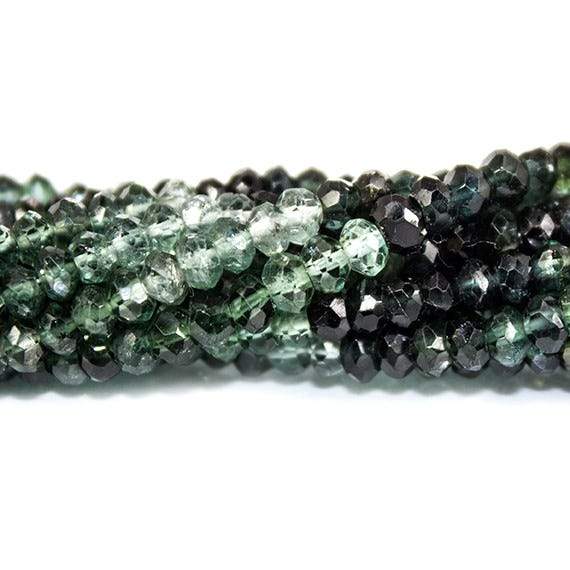 4mm Green Variegated Tourmaline Faceted Rondelles 13.5 inches 154pcs/string