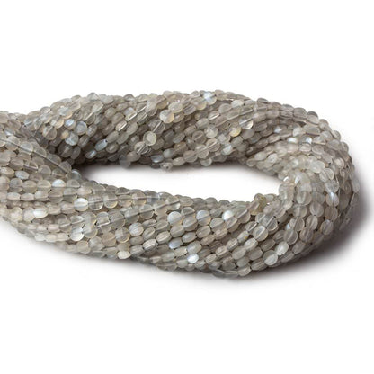 4mm Grey Moonstone checkerboard calibrated faceted coins 12.5 inch 85 beads AAA