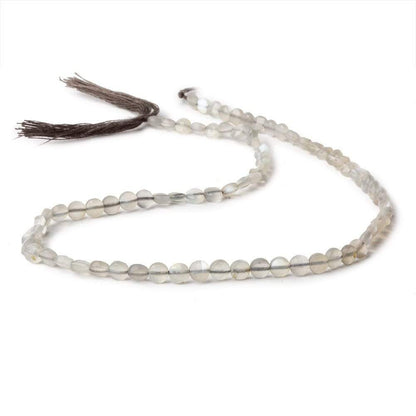 4mm Grey Moonstone checkerboard calibrated faceted coins 12.5 inch 85 beads AAA