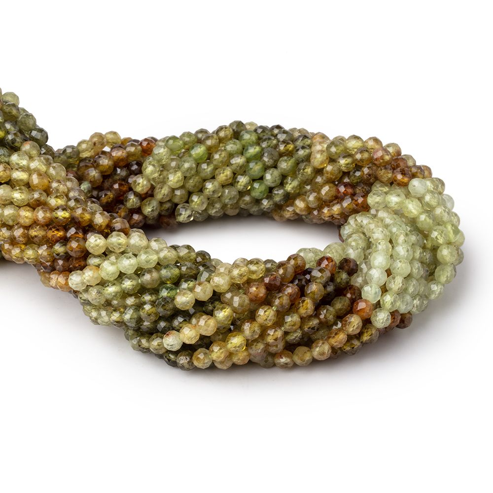 4mm Grossular Garnet Micro Faceted Round Beads 12 inch 78 pieces