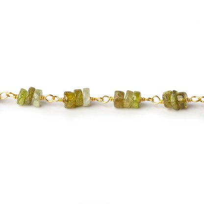 4mm Grossular Garnet plain heishi Vermeil Chain by the foot