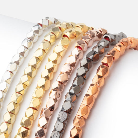 4mm Hand Polished Faceted Nugget Beads 8 inch 45 pieces