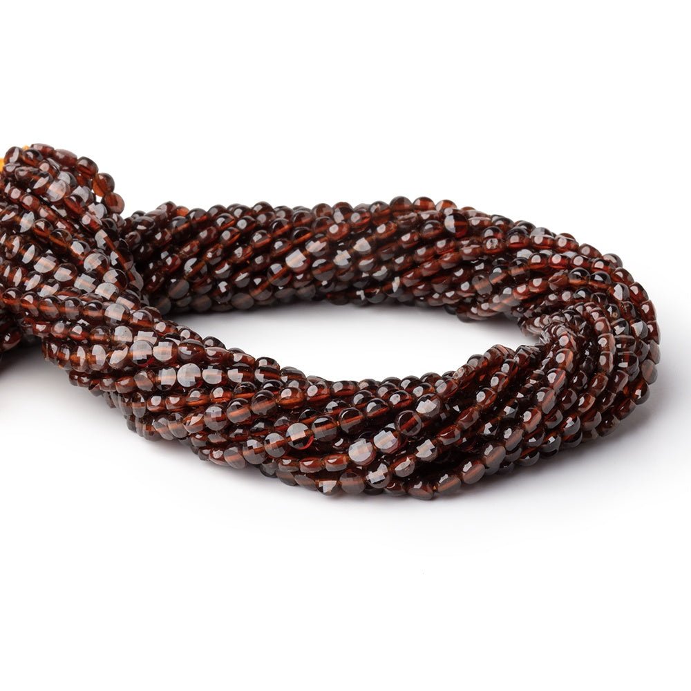 4mm Hessonite Garnet Checkerboard Faceted Calibrated Coins 12.5 inch 84 Beads AA
