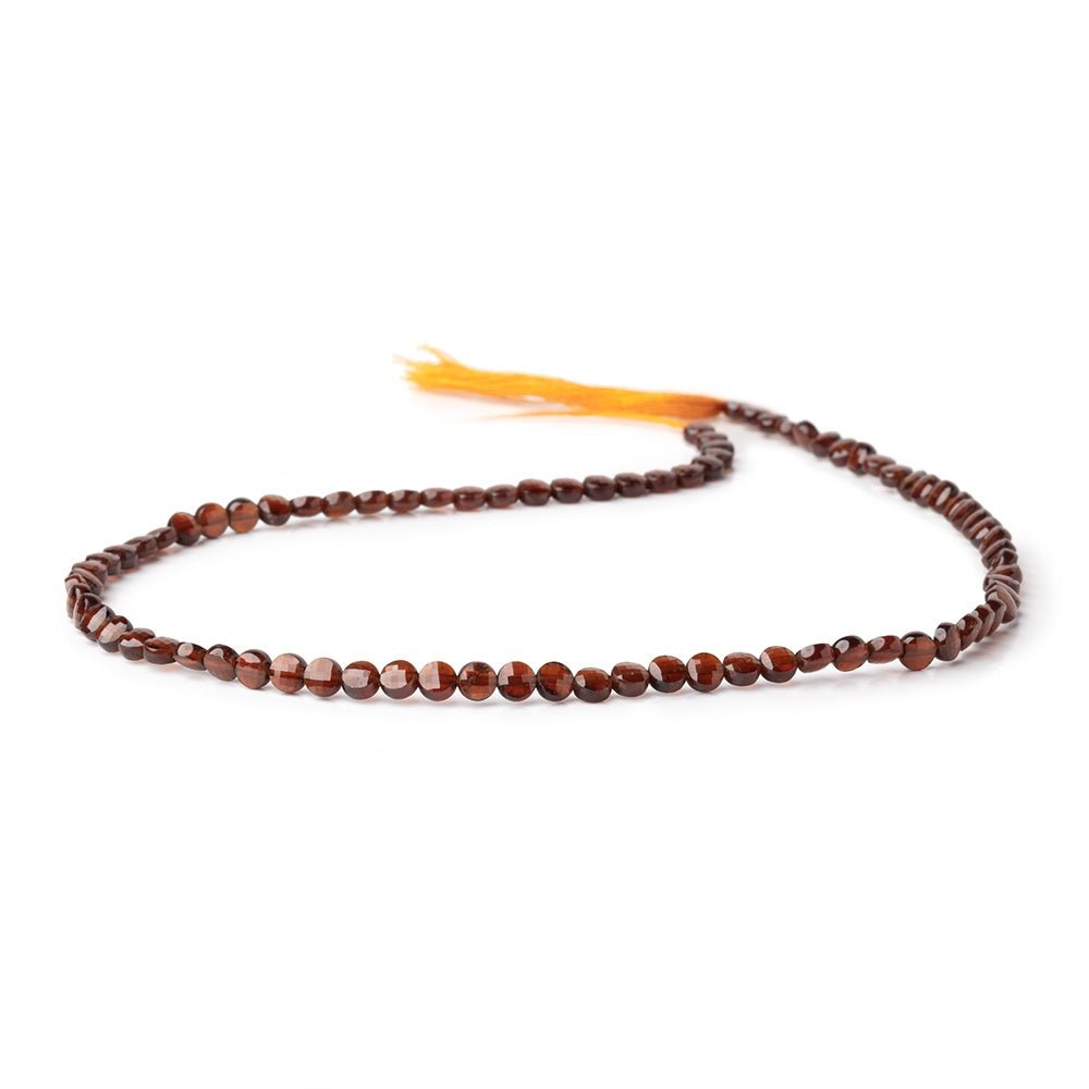 4mm Hessonite Garnet Checkerboard Faceted Calibrated Coins 12.5 inch 84 Beads AA