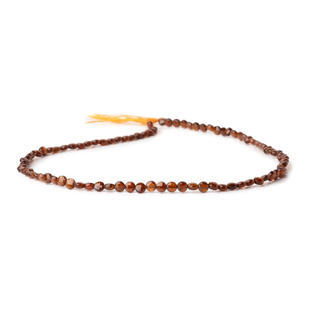 4mm Hessonite Garnet Checkerboard Faceted Calibrated Coins 12.5 inch 87 Beads AA
