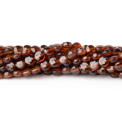 4mm Hessonite Garnet Checkerboard Faceted Calibrated Coins 12.5 inch 87 Beads AA