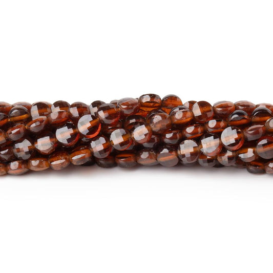 4mm Hessonite Garnet Checkerboard Faceted Calibrated Coins 12.5 inch 87 Beads AA