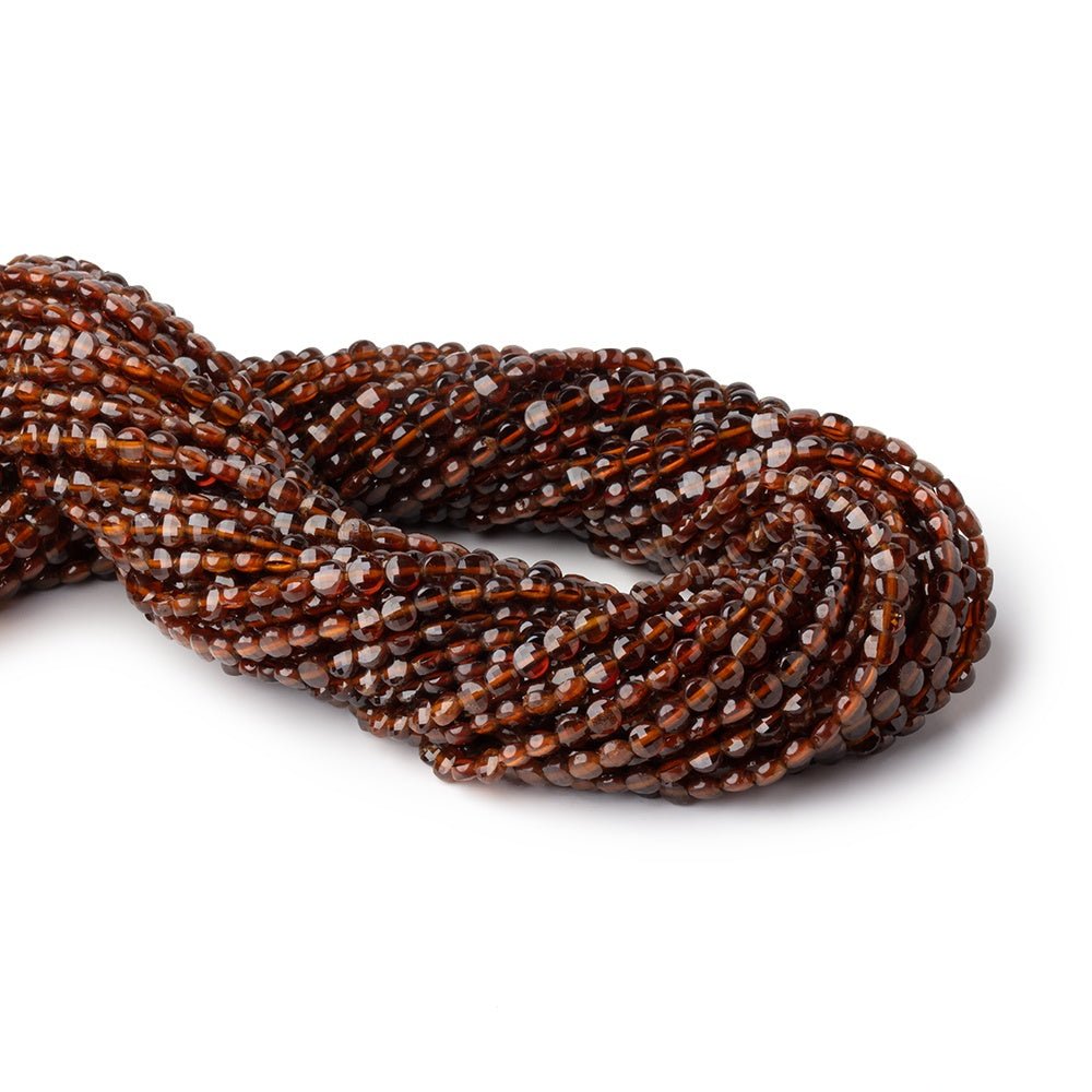4mm Hessonite Garnet Checkerboard Faceted Calibrated Coins 12.5 inch 87 Beads AA