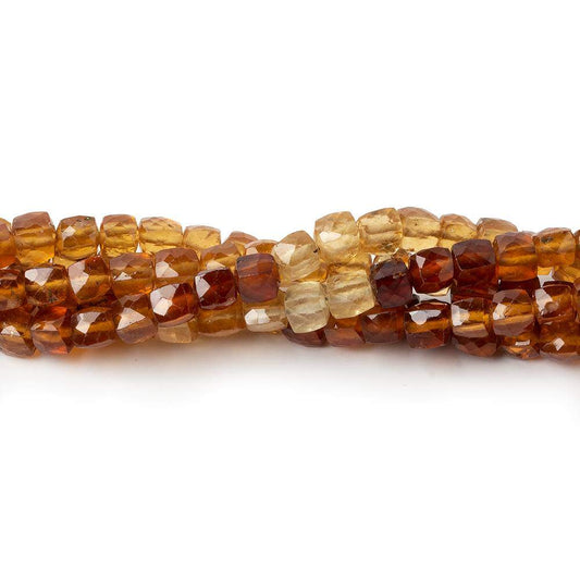 4mm Hessonite Garnet Faceted Cube Beads 8 inch 48 pieces
