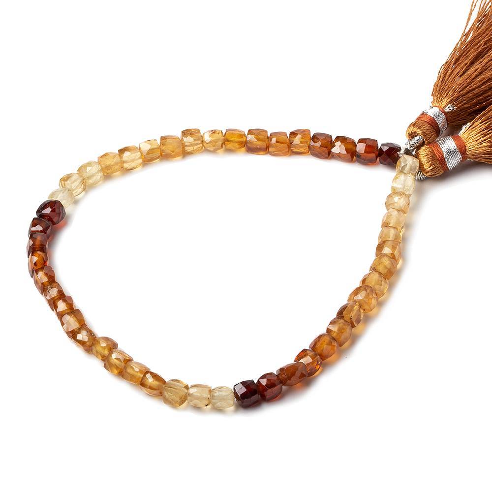 4mm Hessonite Garnet Faceted Cube Beads 8 inch 48 pieces
