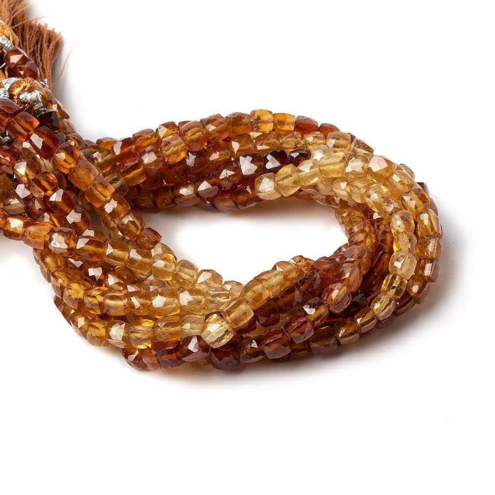 4mm Hessonite Garnet Faceted Cube Beads 8 inch 48 pieces