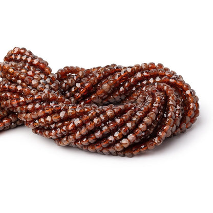 4mm Hessonite Garnet Micro Faceted Cube Beads 12 inch 75 pieces