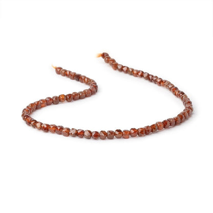 4mm Hessonite Garnet Micro Faceted Cube Beads 12 inch 75 pieces