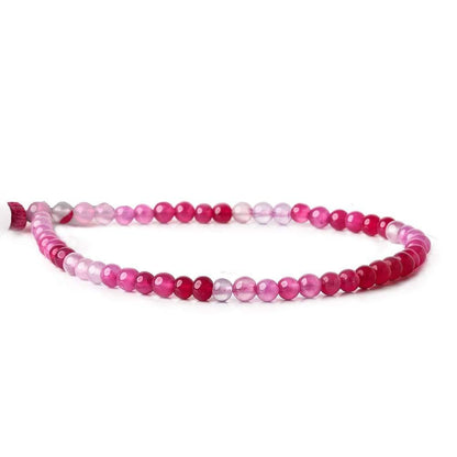 4mm Hot Pink Chalcedony Plain Rounds 8 inch 54 beads