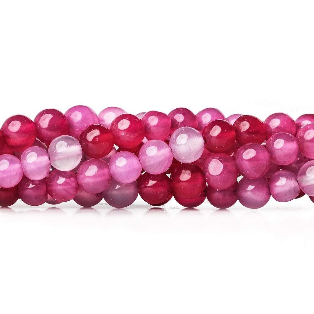 4mm Hot Pink Chalcedony Plain Rounds 8 inch 54 beads