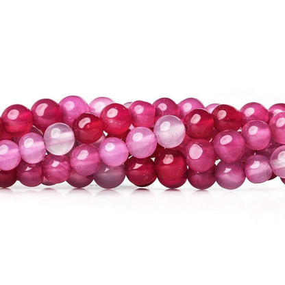 4mm Hot Pink Chalcedony Plain Rounds 8 inch 54 beads