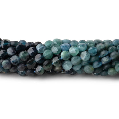 4mm Indicolite Blue Tourmaline Checkerboard Calibrated Faceted Coins 12.5 inch 85 pieces AA