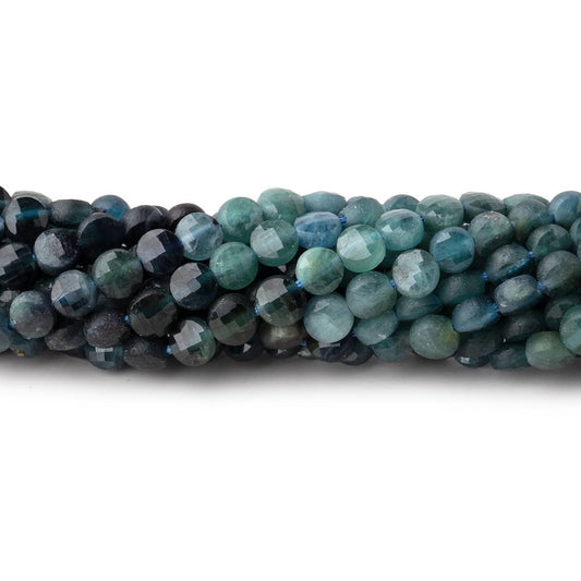 4mm Indicolite Blue Tourmaline Checkerboard Calibrated Faceted Coins 12.5 inch 85 pieces AA