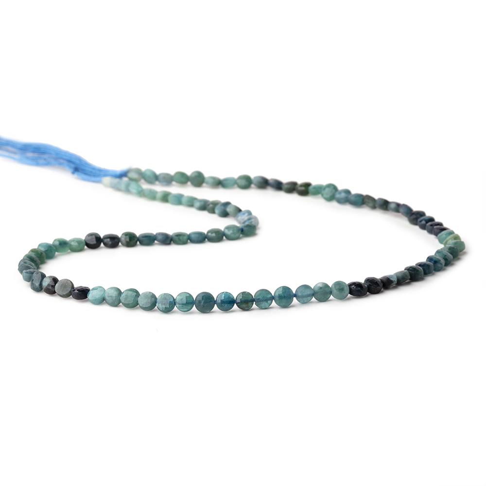 4mm Indicolite Blue Tourmaline Checkerboard Calibrated Faceted Coins 12.5 inch 85 pieces AA
