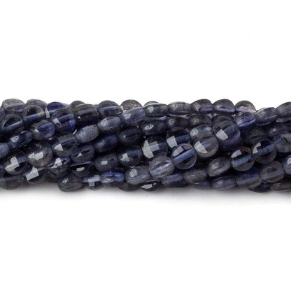 4mm Iolite checkerboard calibrated faceted coins 12.5 inch 85 beads AAA