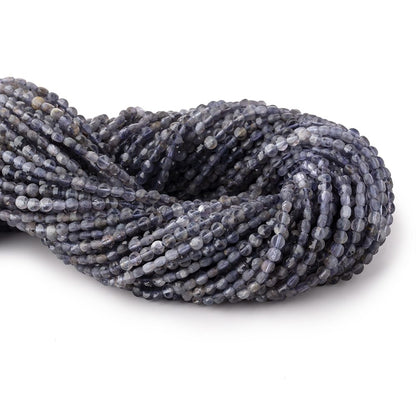 4mm Iolite Checkerboard Faceted Calibrated Coin Beads 12.5 inch 92 pieces