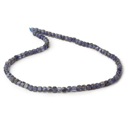 4mm Iolite micro faceted cubes 12 inch 80 beads