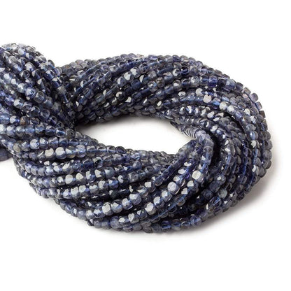4mm Iolite micro faceted cubes 12 inch 80 beads