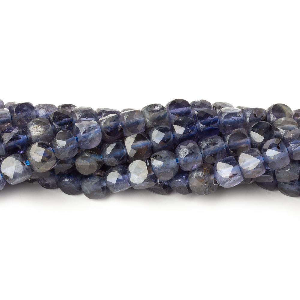 4mm Iolite micro faceted cubes 12 inch 80 beads