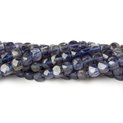 4mm Iolite micro faceted cubes 12 inch 80 beads