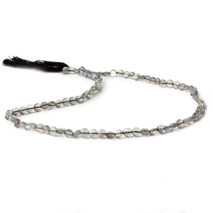 4mm Labradorite checkerboard calibrated faceted coins 12.5 inch 85 beads AAA
