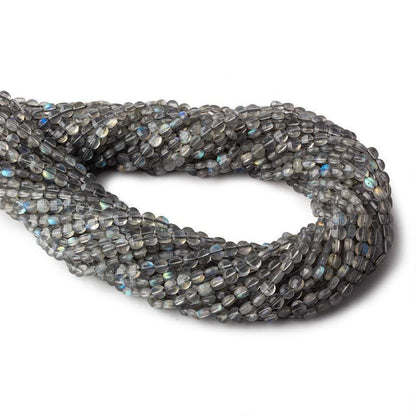 4mm Labradorite checkerboard calibrated faceted coins 12.5 inch 85 beads AAA