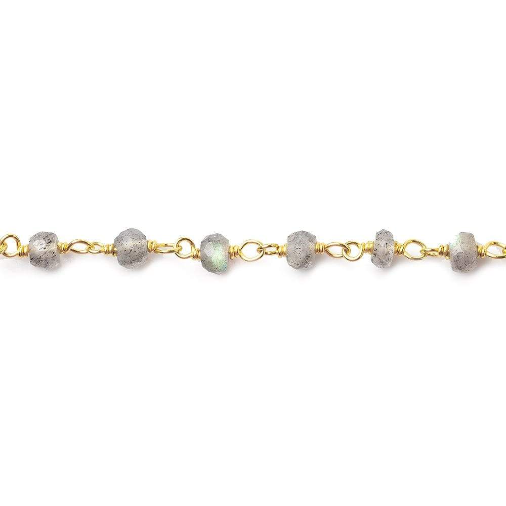 3.5-4mm Labradorite faceted rondelle beads on Vermeil Chain