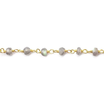 3.5-4mm Labradorite faceted rondelle beads on Vermeil Chain
