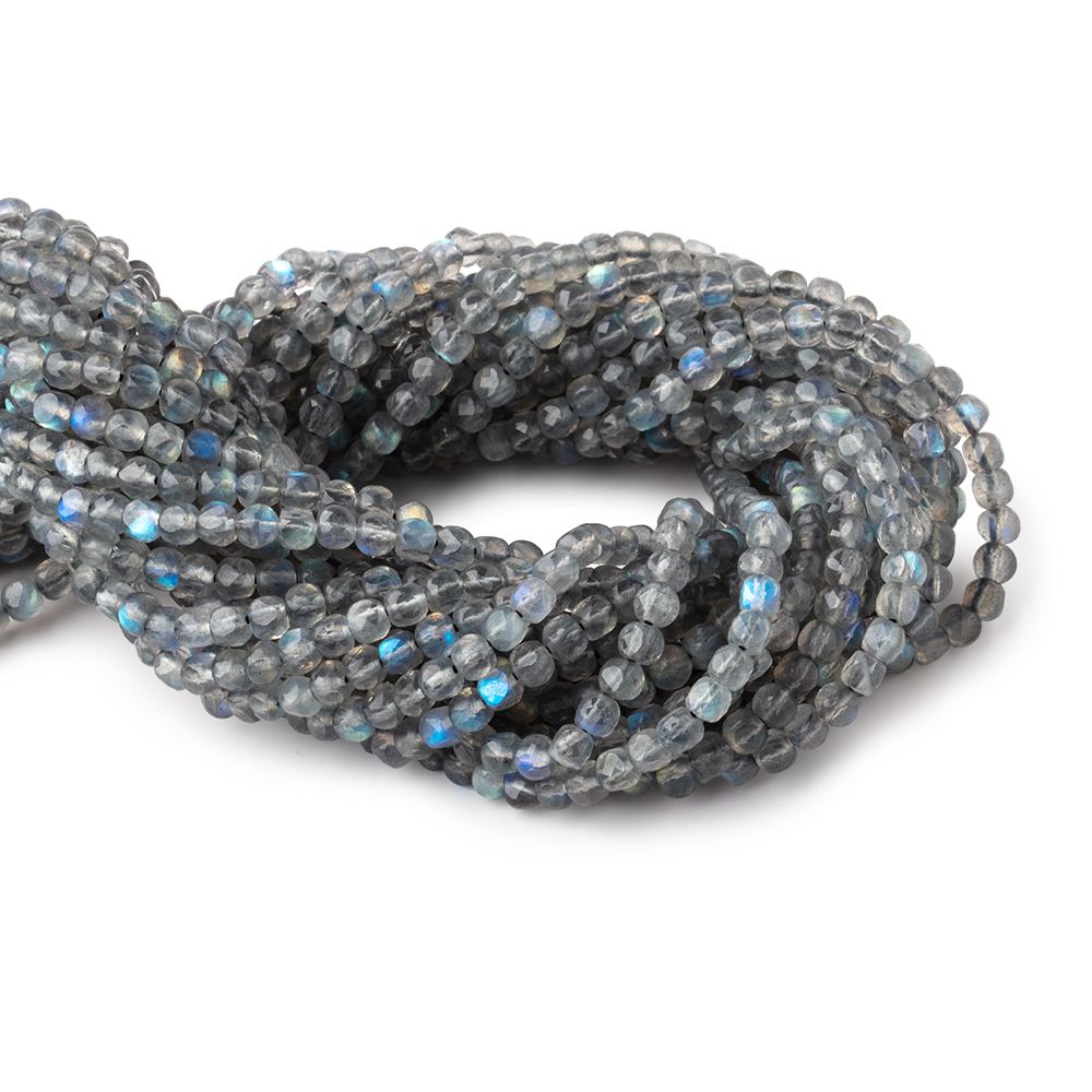 4mm Labradorite Micro Faceted Cube Beads 12 inch 78 pieces