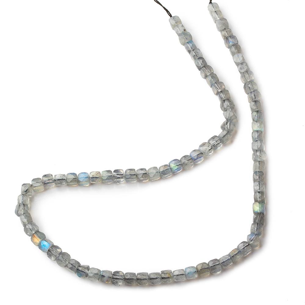4mm Labradorite micro faceted cubes 12 inch 80 beads