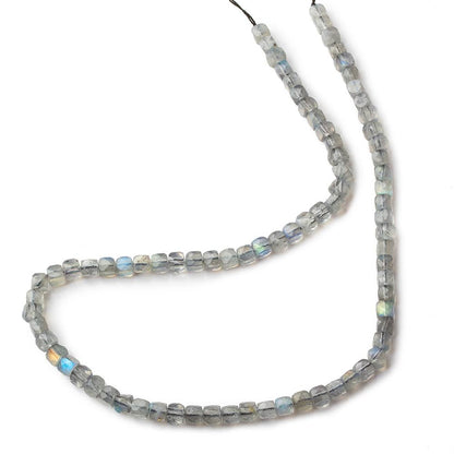 4mm Labradorite micro faceted cubes 12 inch 80 beads