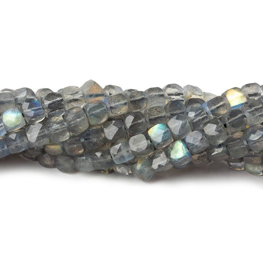 4mm Labradorite micro faceted cubes 12 inch 80 beads