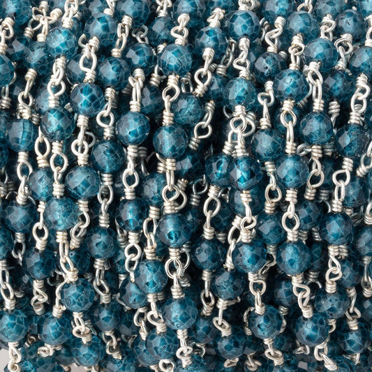4mm London Blue Quartz Micro Faceted Rounds on Silver Plated Chain