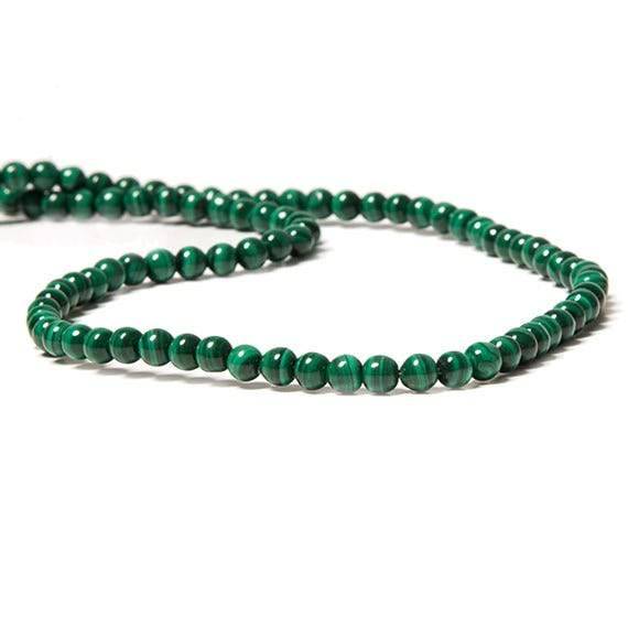 4mm Malachite plain round beads 16 inch 100 pieces