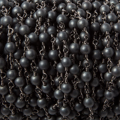 4mm Matte Hematite plain round Black Gold Chain by the foot 27 pcs