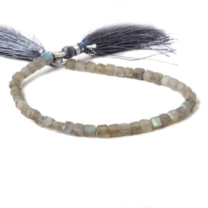 4mm Matte Labradorite plain cube beads 7.5 inches 44 pieces