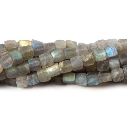 4mm Matte Labradorite plain cube beads 7.5 inches 44 pieces