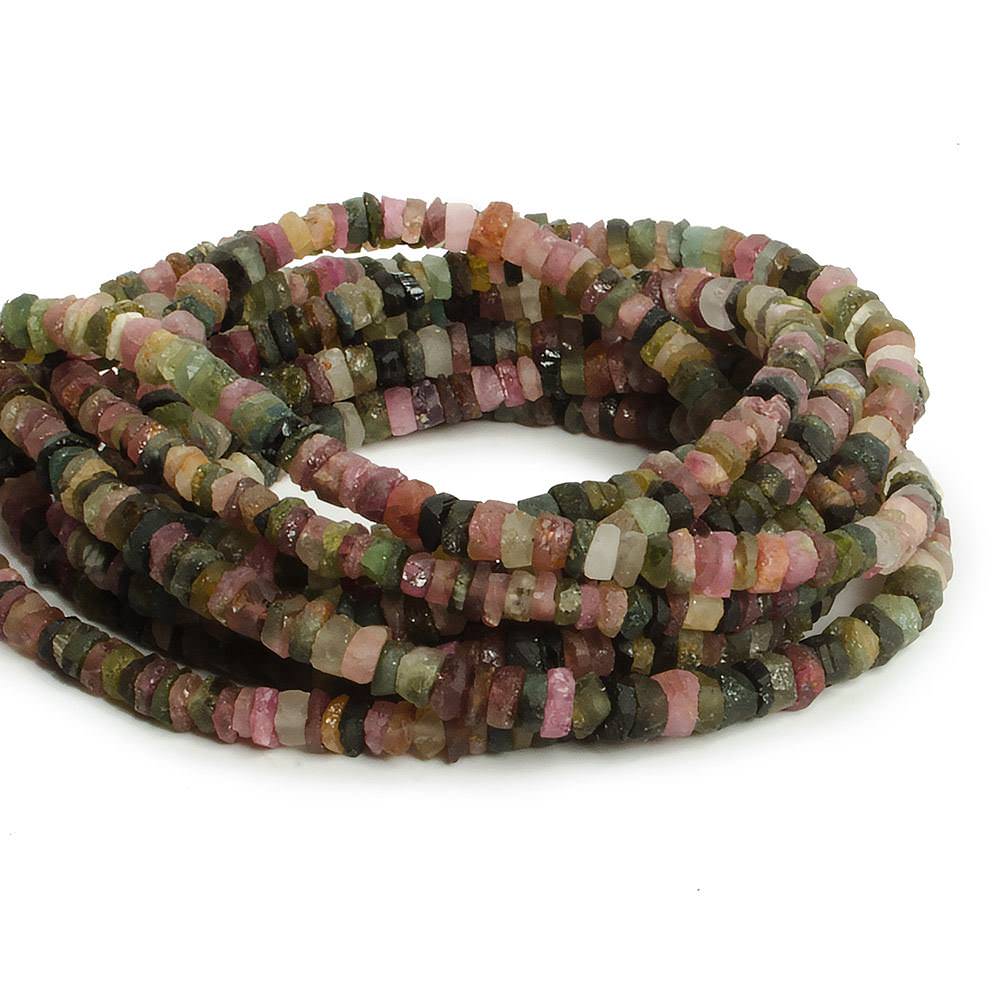 4mm Matte Multi Color Tourmaline plain heshi beads 12 inch 157