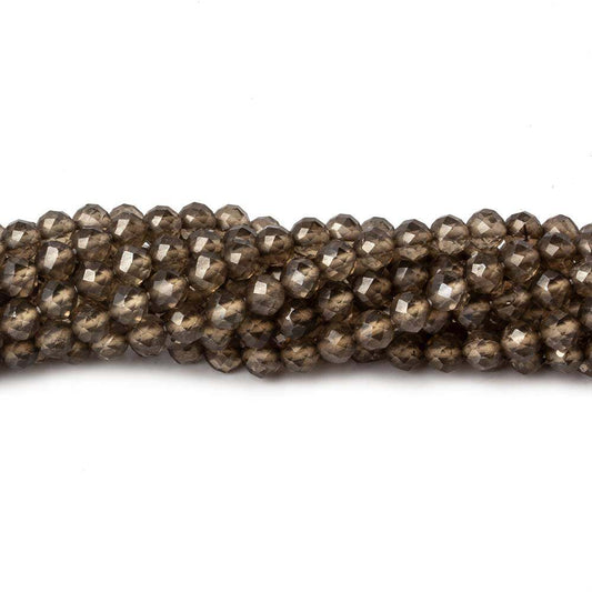 4mm Smoky Quartz Faceted Round Beads 12.5 inch 80 pieces