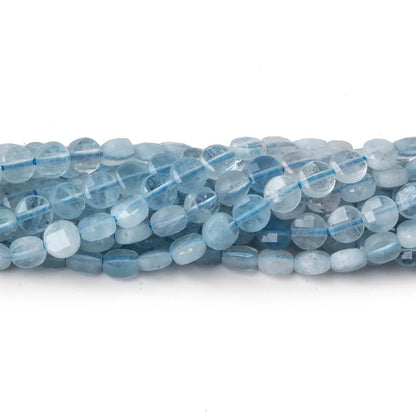 4mm Milky Aquamarine checkerboard calibrated faceted coins 12.5 inch 85 beads AAA