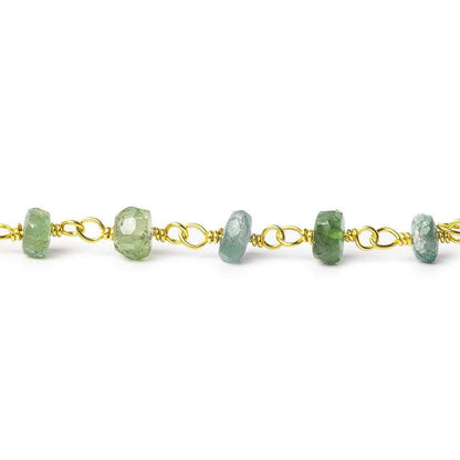 4mm Moss Aquamarine tonal faceted rondelle Vermeil Chain by the foot 40 beads AAA