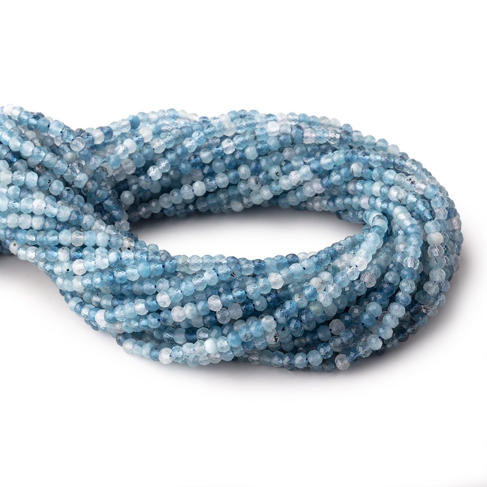 4mm Multi Color Aquamarine Micro Faceted Rondelles 15.25 inch 126 Beads