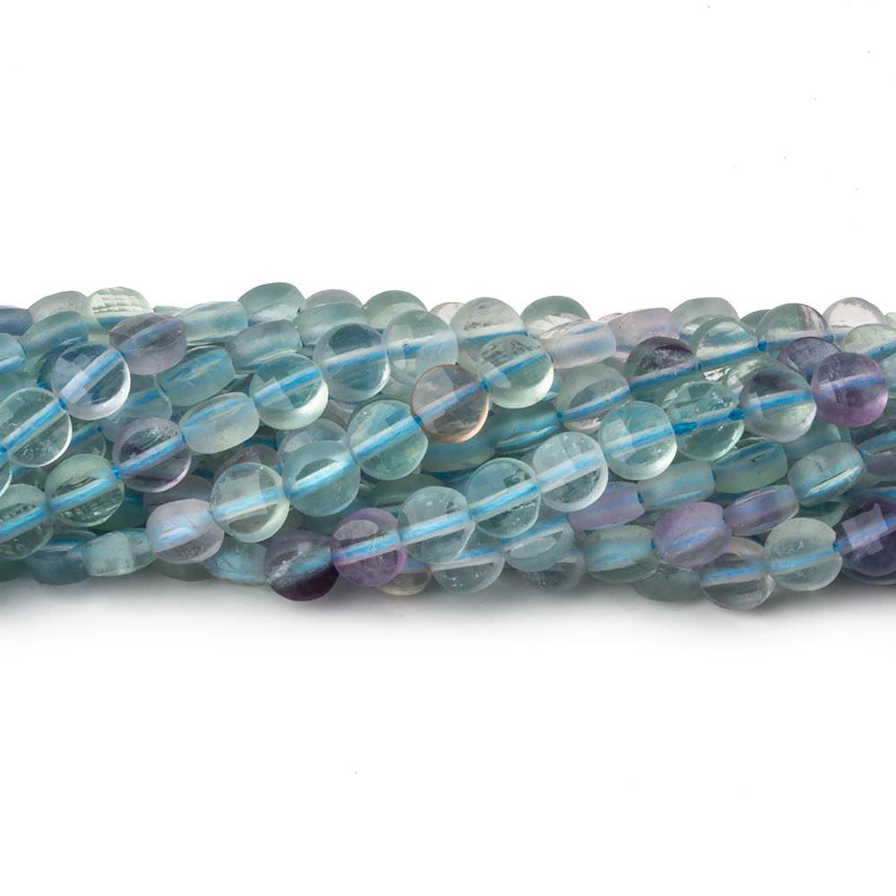 4mm Multi Color Fluorite checkerboard calibrated faceted coins 12.5 inch 85 beads A